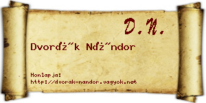 Dvorák Nándor névjegykártya