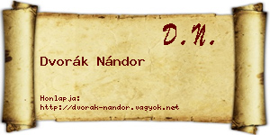 Dvorák Nándor névjegykártya
